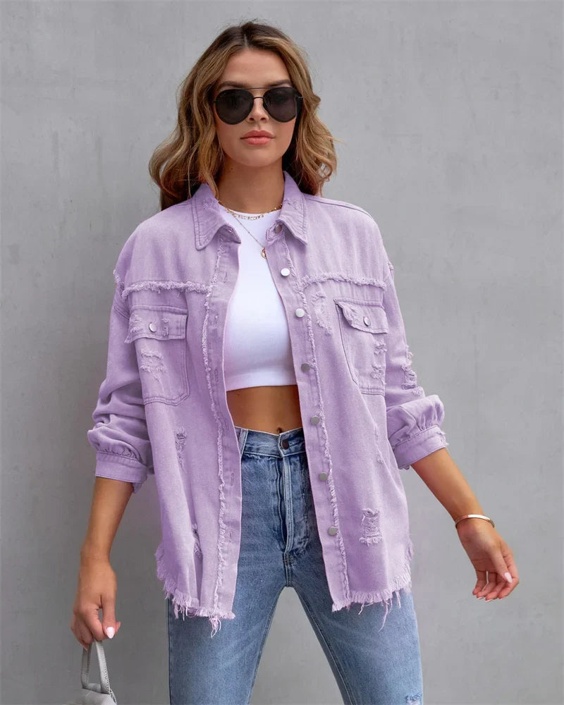Relaxed Fit Denim Jacket for Ladies