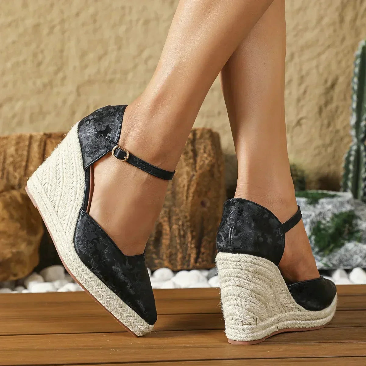 Comfortable Canvas Wedge Sandals for Women Summer