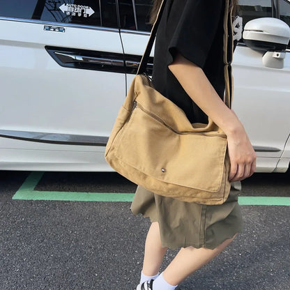 Versatile Canvas Crossbody Messenger Bag for Daily Use