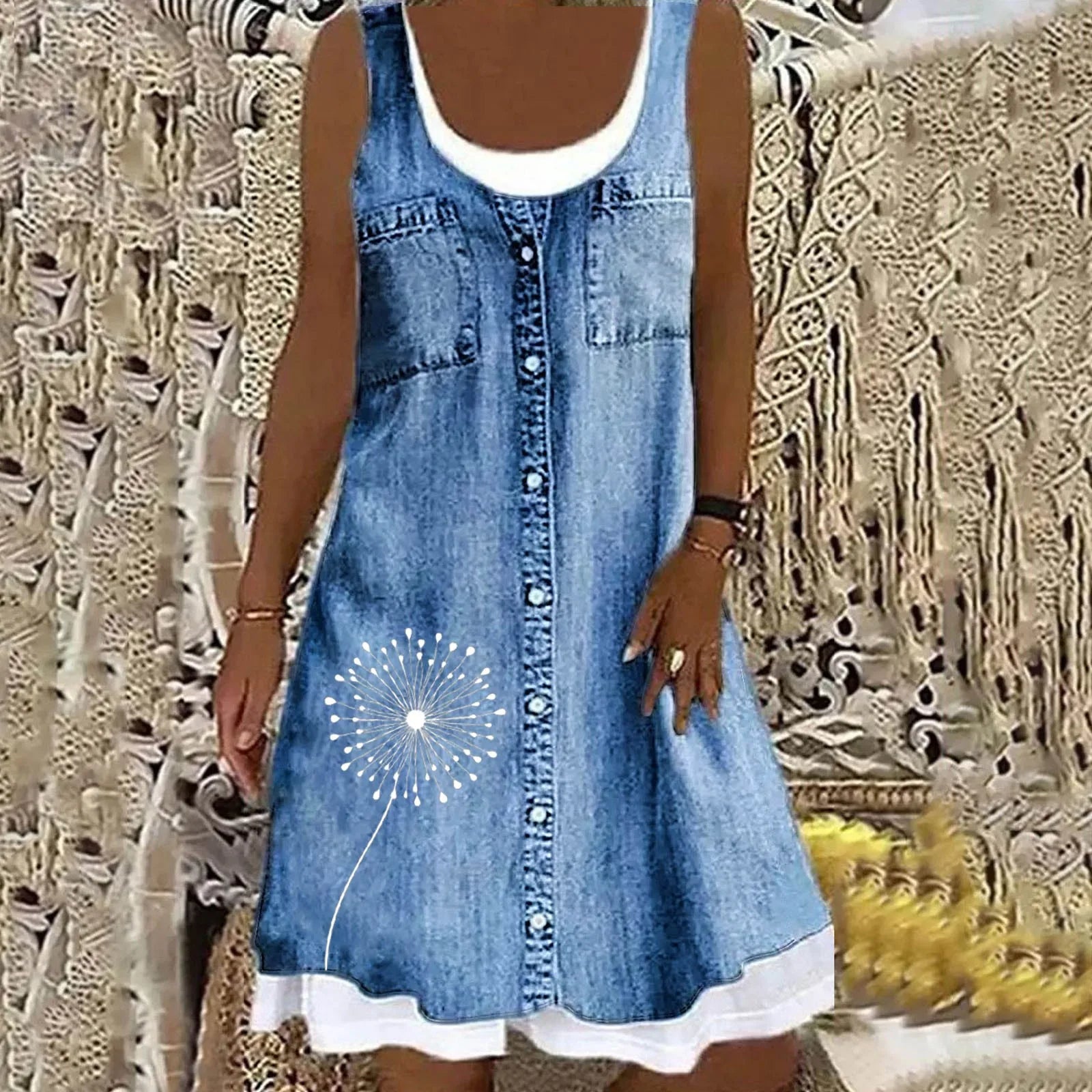 Comfortable Classic Blue Jeans Dress - Luxivelle