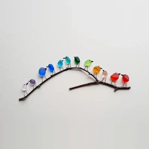 Vibrant Glass Bird Decoration - Natural Tree Branch Design - Luxivelle