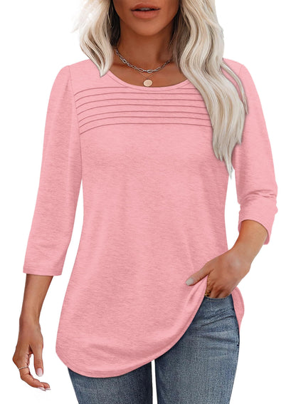 Variant image for Sofia | Pleated Blouse - 3/4 Sleeve V-Neck Dressy Casual Top-11