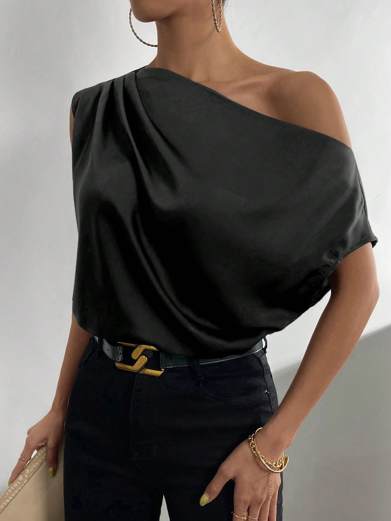 Chic Uneven One Shoulder Blouse