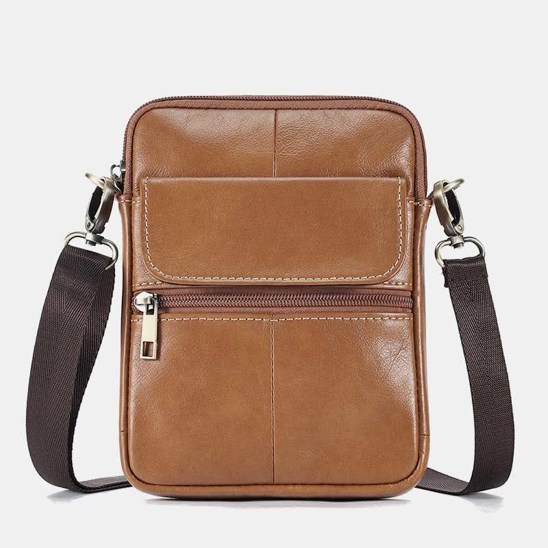 Small Real Leather Crossbody Bag for Men