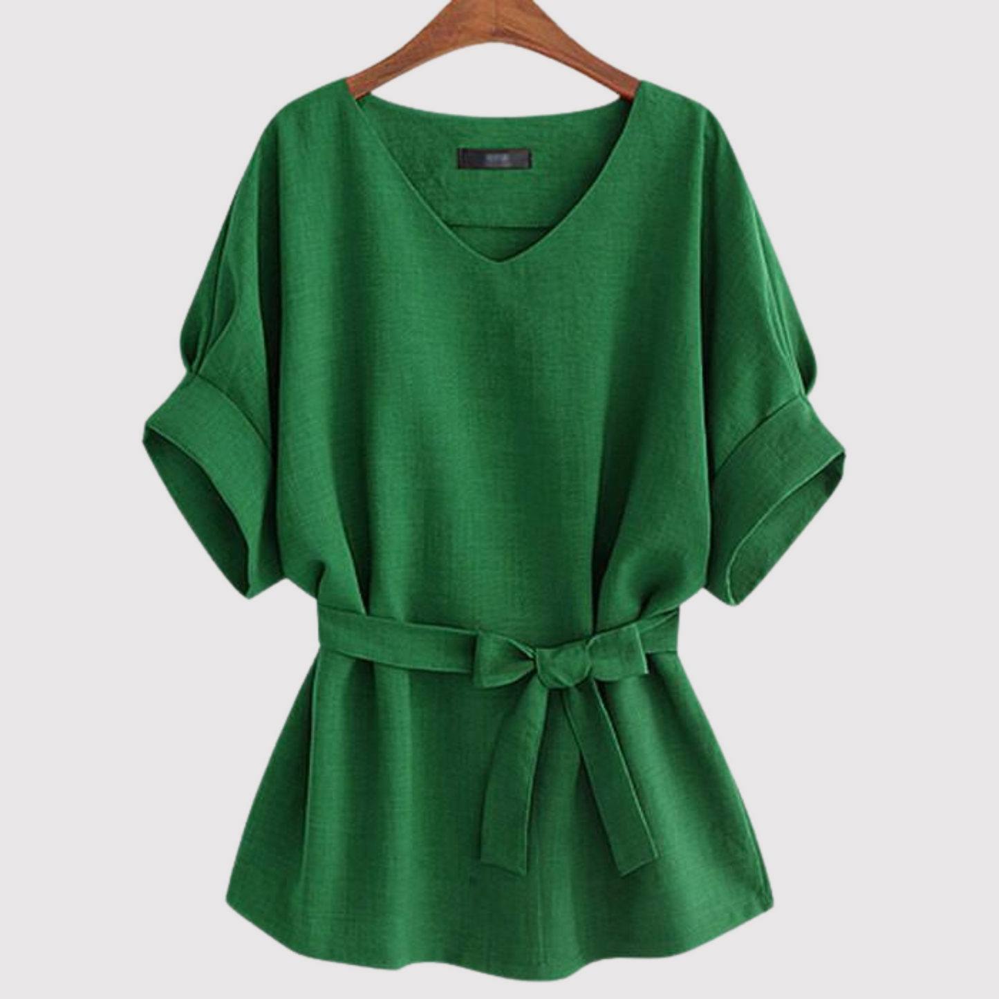 Ladies' Relaxed Fit V-Neck Blouse with Waist Belt
