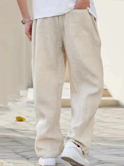 Freedom | Mens Linen Pants - Baggy Trousers-3