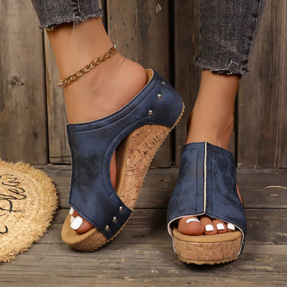 Metallic Buckle Block Heels