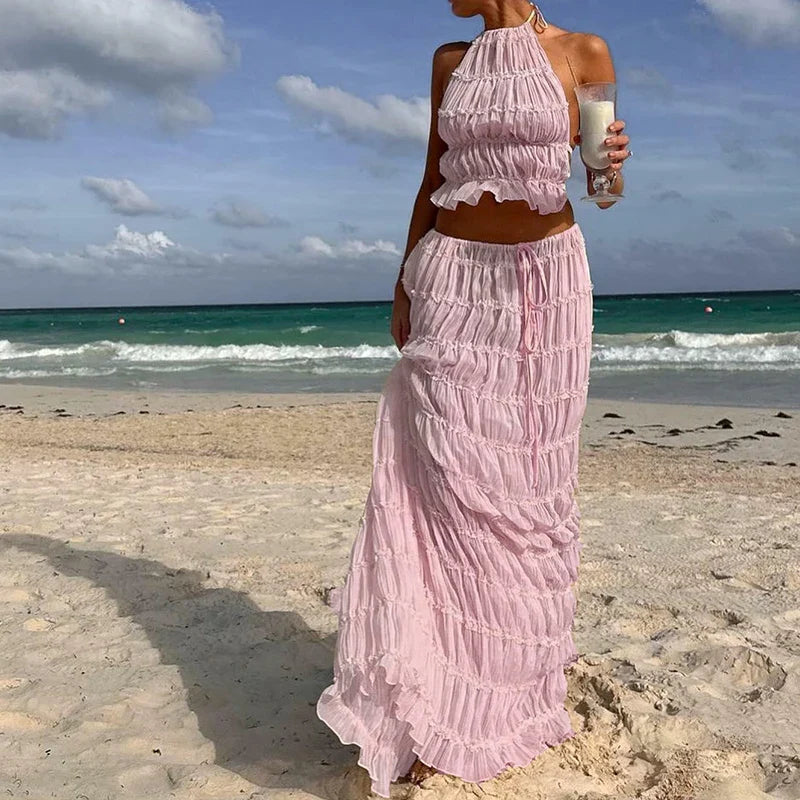 Variant image for Bella | 2 Piece White Beach Outfit-1