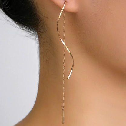 Dangling Wave Drop Earrings - Luxivelle