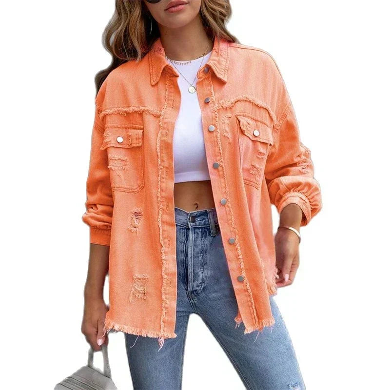Relaxed Fit Denim Jacket for Ladies