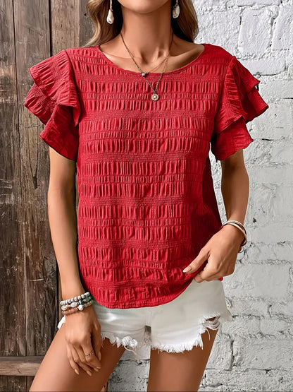 Airy Floral Blouse with Cute Ruffles