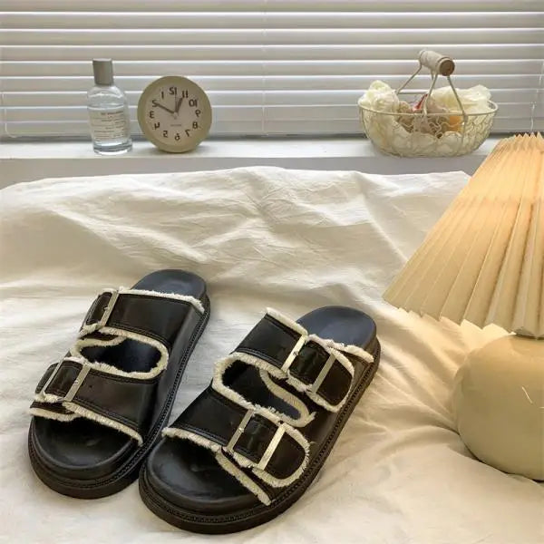 Comfortable Buckle Slide Sandal - Soft Everyday Shoes