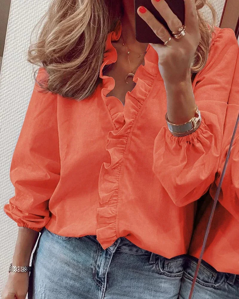 Women's Chiffon Blouse with Flirty Ruffles