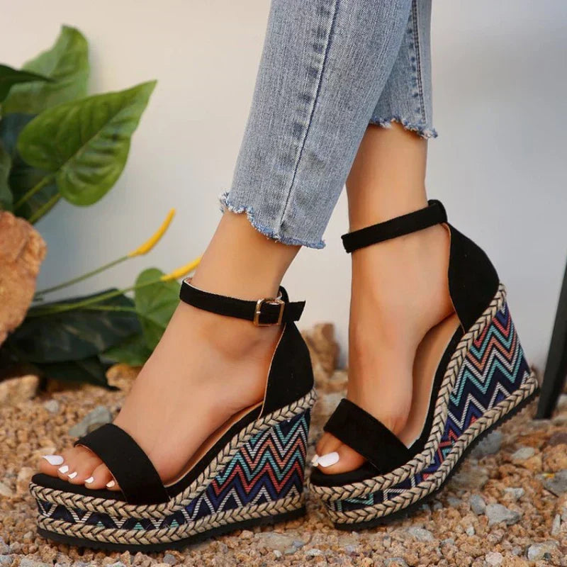 Stylish High Heel Wedge Sandals - Luxivelle