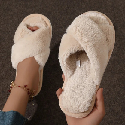 Comfy Women's Slide Sandal Slippers with Cross Straps