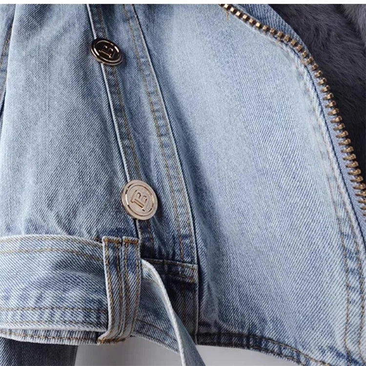 Willow | Faux fur collar denim jacket