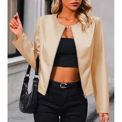 Sandra | Fashionable biker jacket with a round neck