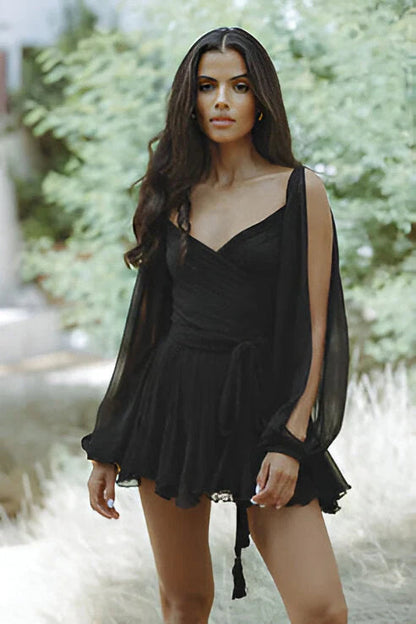 Sandra | Summery mini dress with lantern sleeves