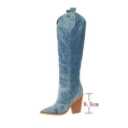 Sarah | Fashionable blue over the knee boots