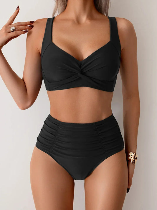Women's Floral High Waisted Swimsuit Bikini Set - Luxivelle