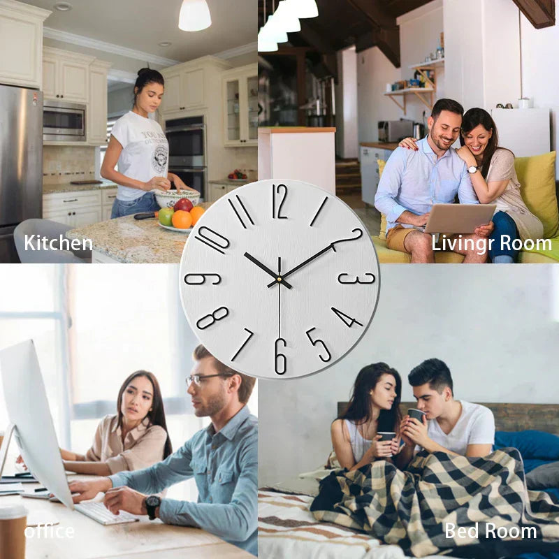 Simple Wood Wall Clock – Quiet Quartz Modern Design
