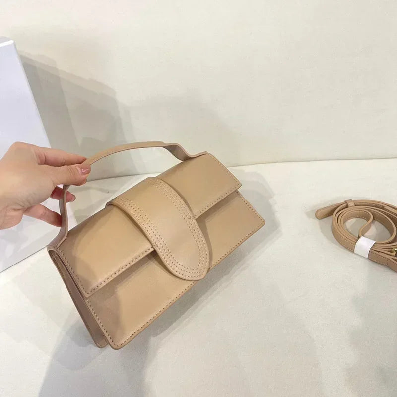 Luxury Small Leather Shoulder Bag in Brown