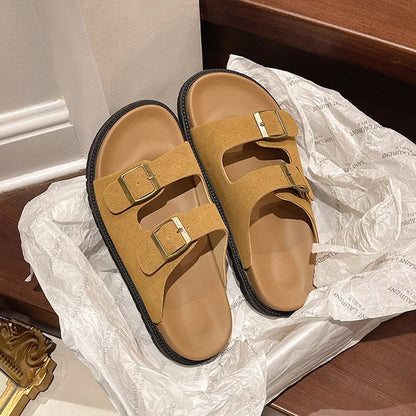 Comfortable Buckle Slide Sandal - Soft Everyday Shoes