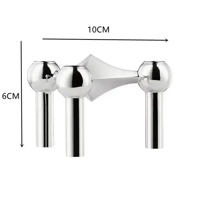 Contemporary Silver Metal Candle Stand