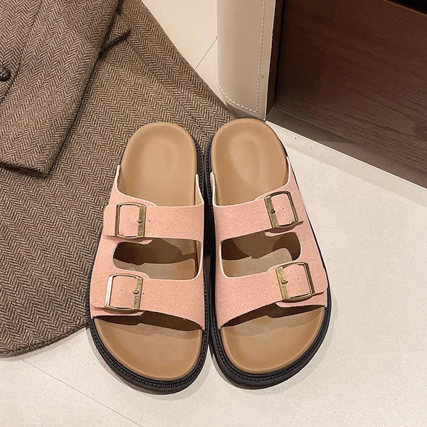 Comfortable Buckle Slide Sandal - Soft Everyday Shoes