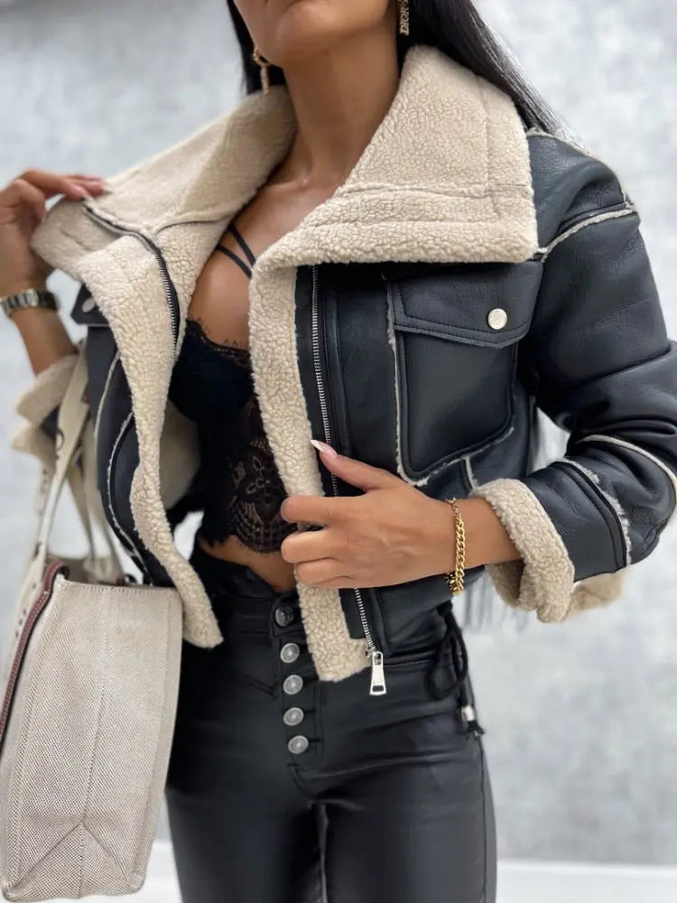 Slim Fit Leather Biker Jacket for Women