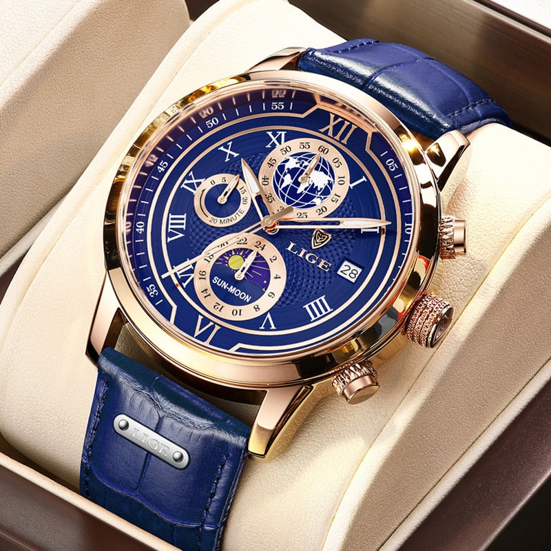 Modern Leather Chronograph Men's Watch