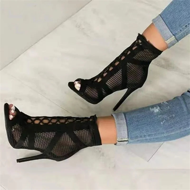 Breathable Mesh High Heel Sandals