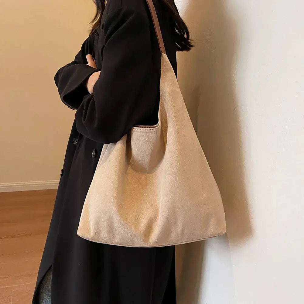 Luxury Faux Suede Tote Shoulder Bag