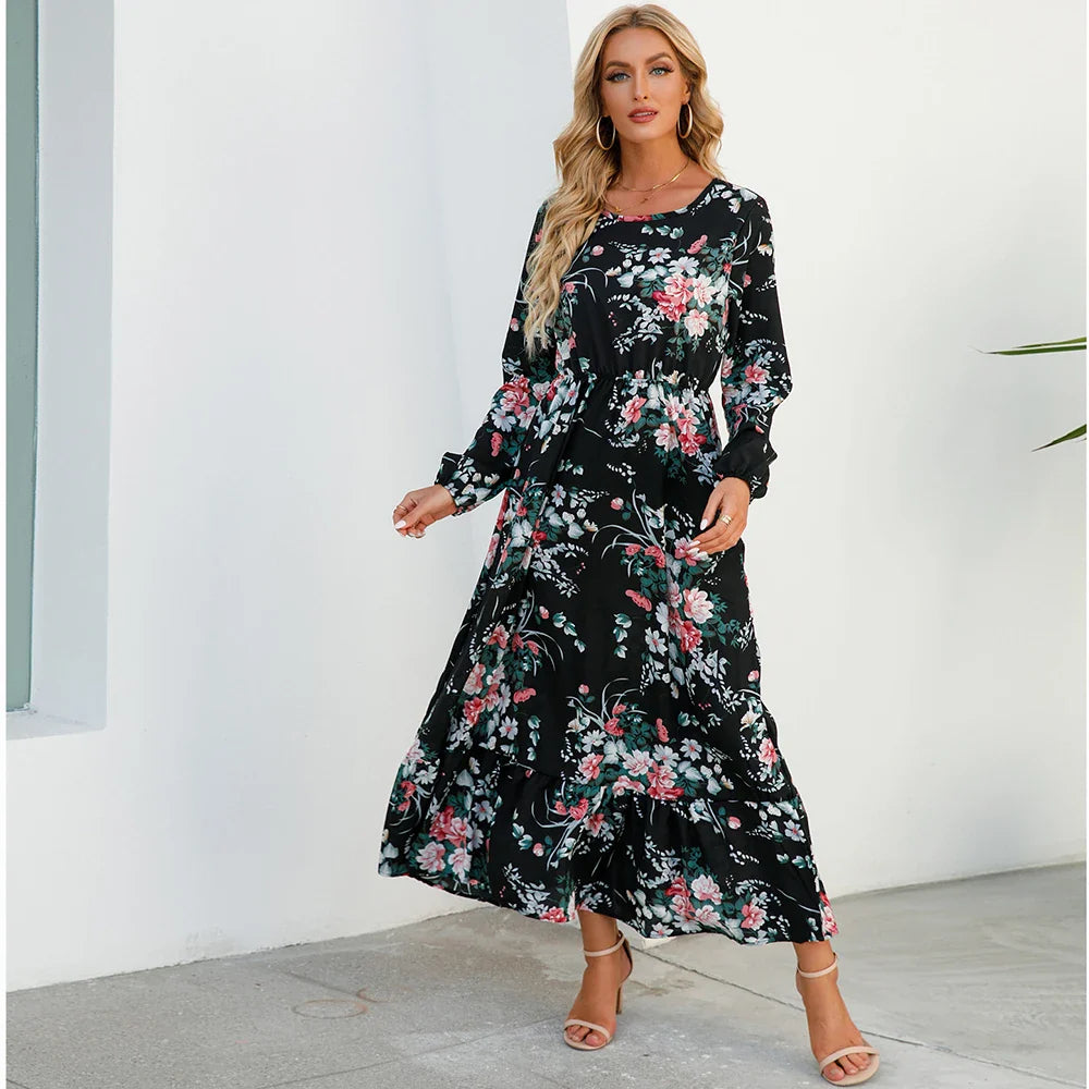Variant image for Bella | Long Sleeve Floral Maxi Dress for Women-8