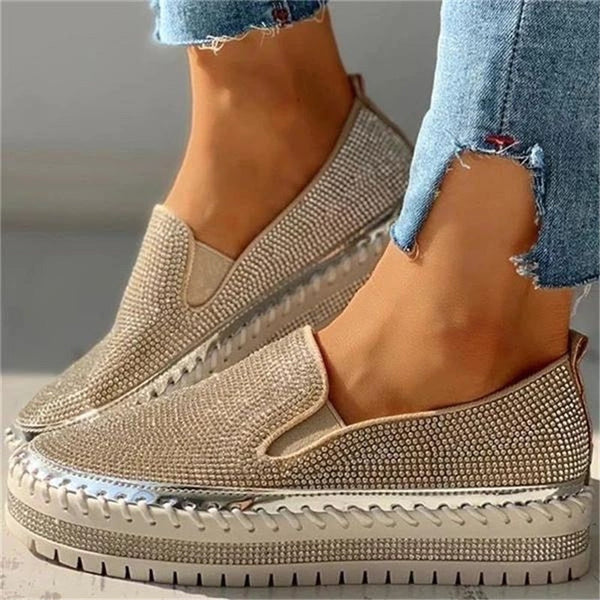 Comfortable Glitter Slip On Shoes - Luxivelle