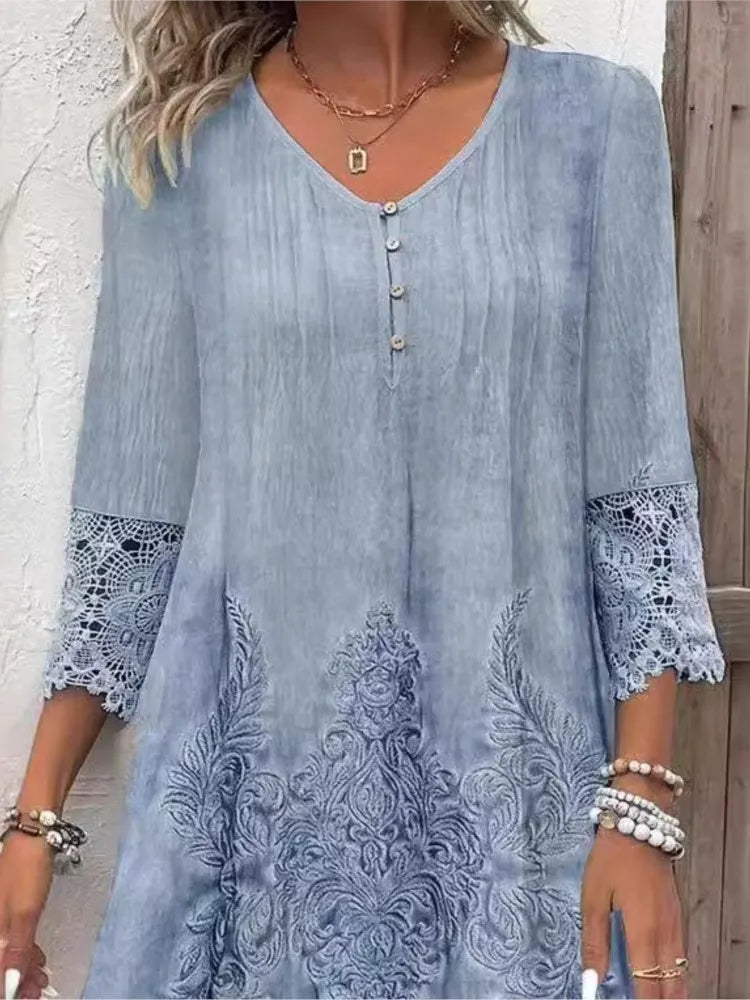 Feminine Crochet Short Sleeve Dress