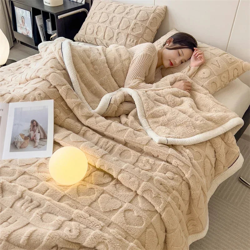 Plush Fuzzy Valentine Thick Throw Blanket