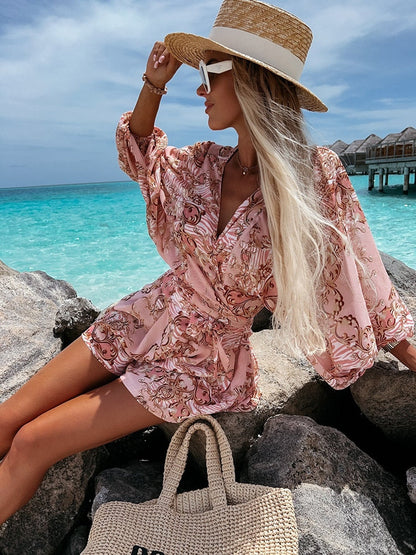 Ladies' Pretty Floral Sleeve Jumpsuit Romper