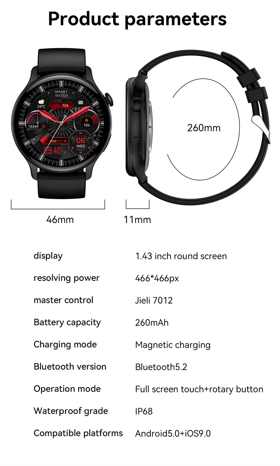 Slim Gold Ladies Smartwatch with Fitness Tracker