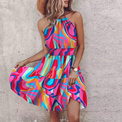 Sleeveless Unique Print Bodycon Mini Dress