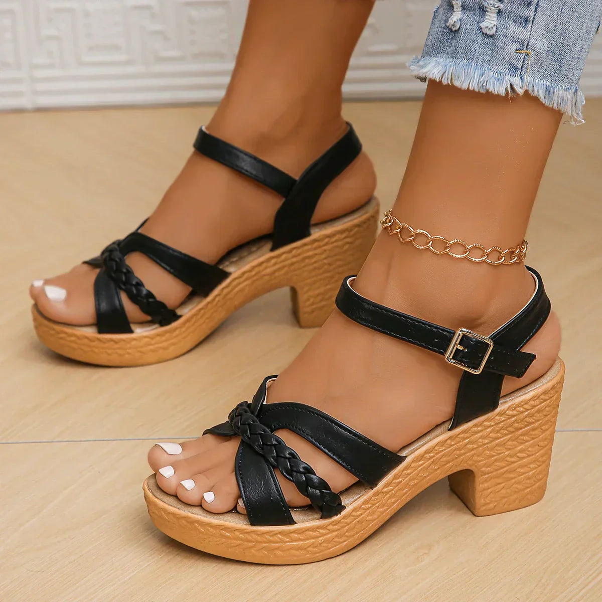 Elegant Low Heel Summer Sandals