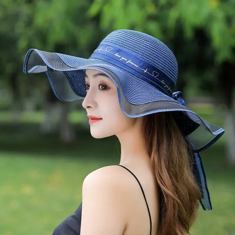 Breezy | Wide Brimmed Straw Beach Hat for Sun Protection-3