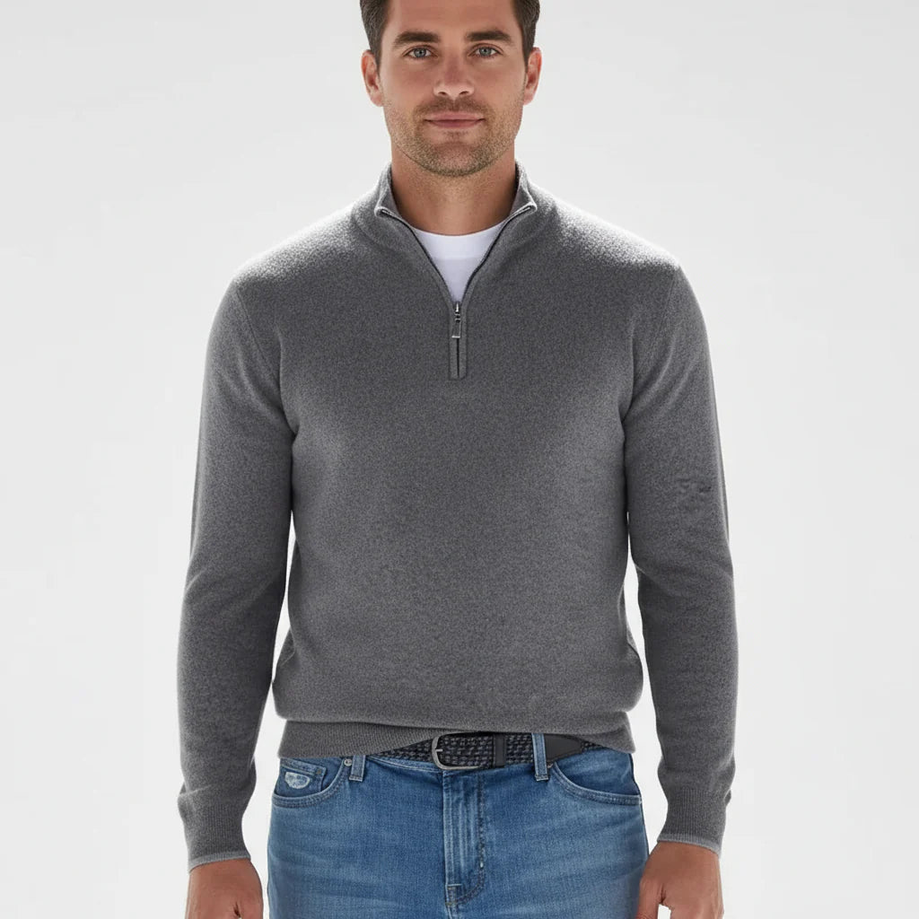 Men's Zip Up Crew Neck Sweater - Luxivelle