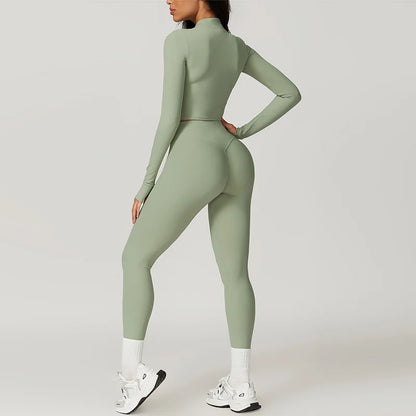 Yoga 3-Piece Outfit Set with Leggings and Top