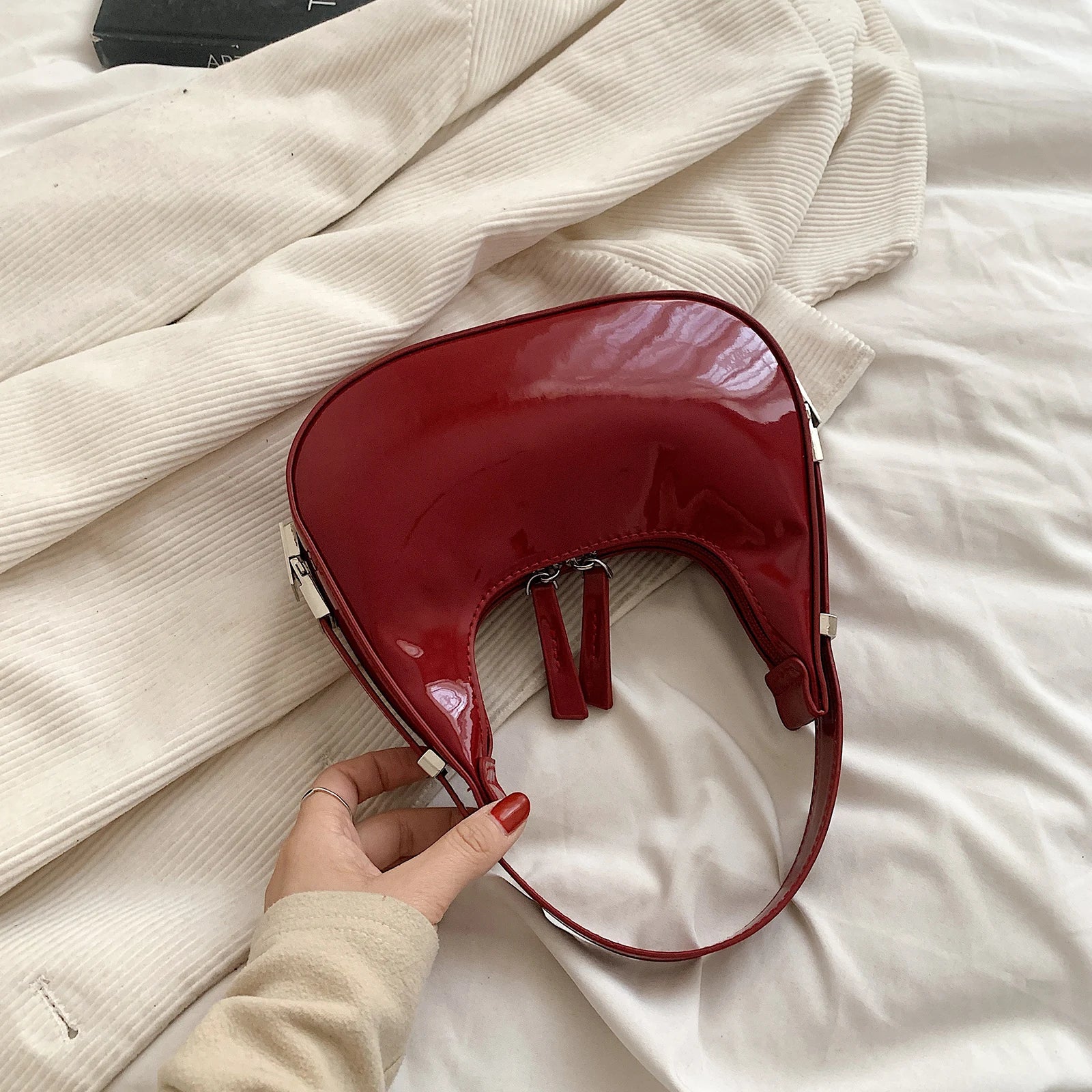 Crescent Charm | Black Shoulder Bag for Women 4
