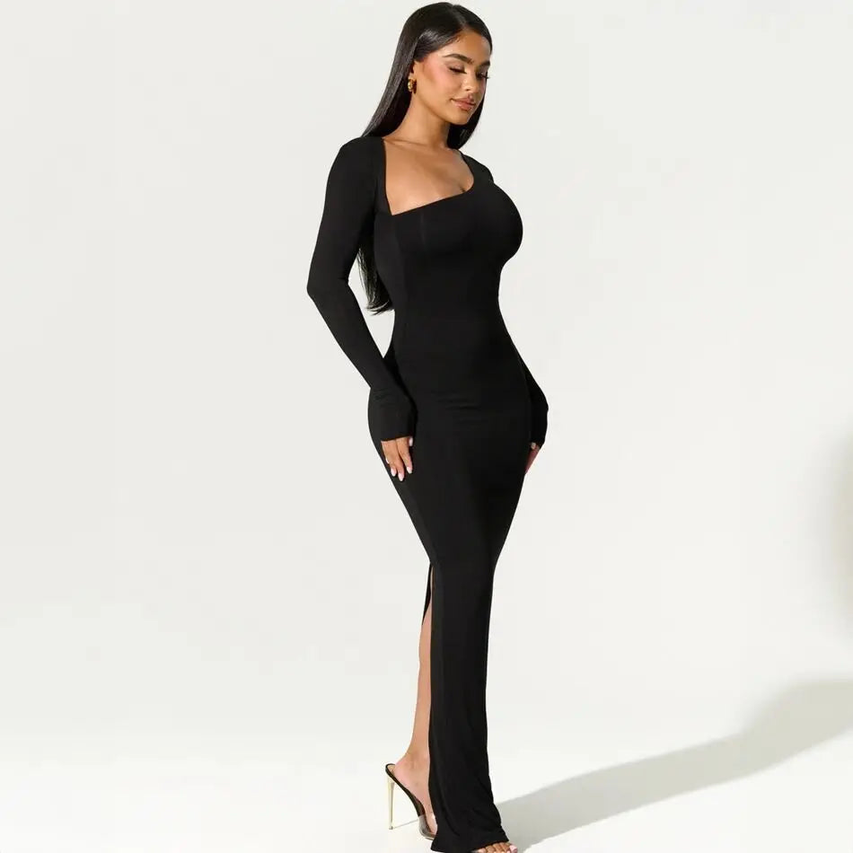 Elegant Black Off Shoulder Evening Dress