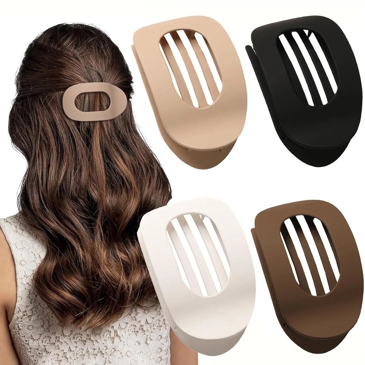 Simple Matte Hair Clips for Women Oval Hair Bun Holders