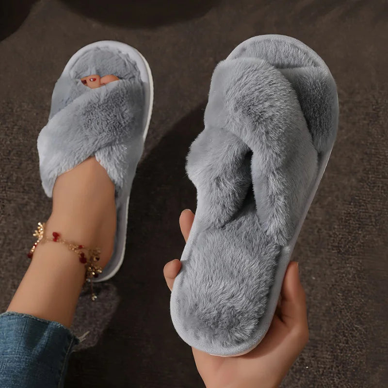 Comfy Women's Slide Sandal Slippers with Cross Straps
