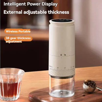 Compact Rechargeable Coffee Grinder with Adjustable Burr Mill