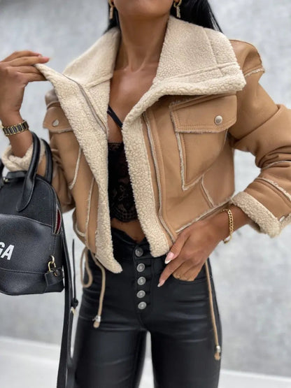 Slim Fit Leather Biker Jacket for Women